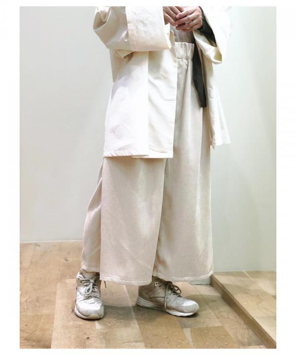 ポリエステルコーデュロイ ワイドパンツ