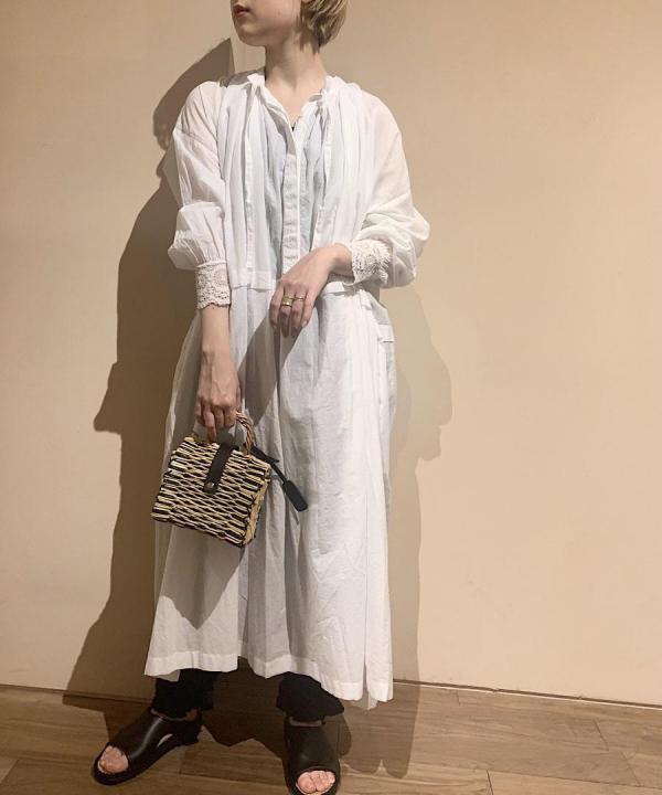 100'S KHADI NECK GATHERED DRESS