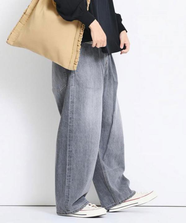 セルヴィッジデニム　ワイドタックパンツ