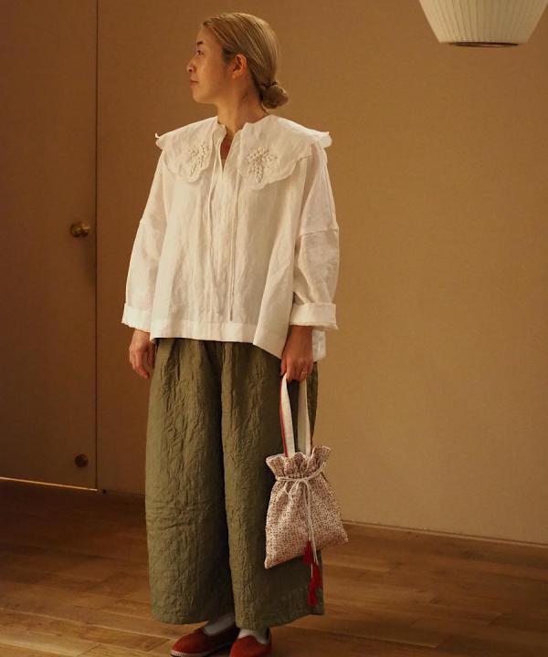 QUILTED SILK PANTS