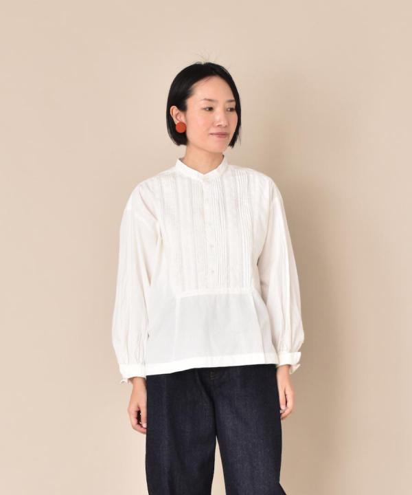 Brushed cotton embroidery＆tuckシリーズブラウス