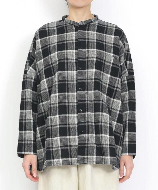 表起毛チェックワイドシャツ