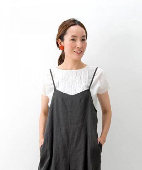 supima cotton×コットンメッシュ　ブラウス