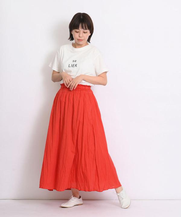 crinkled cotton silk スカート
