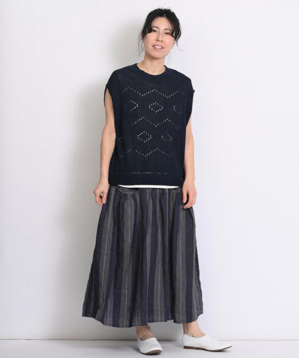 【PICK UP ITEM！】先染めリネンボーダー　スカート