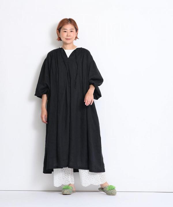 フレンチリネンキャンバス　カフタンワンピース