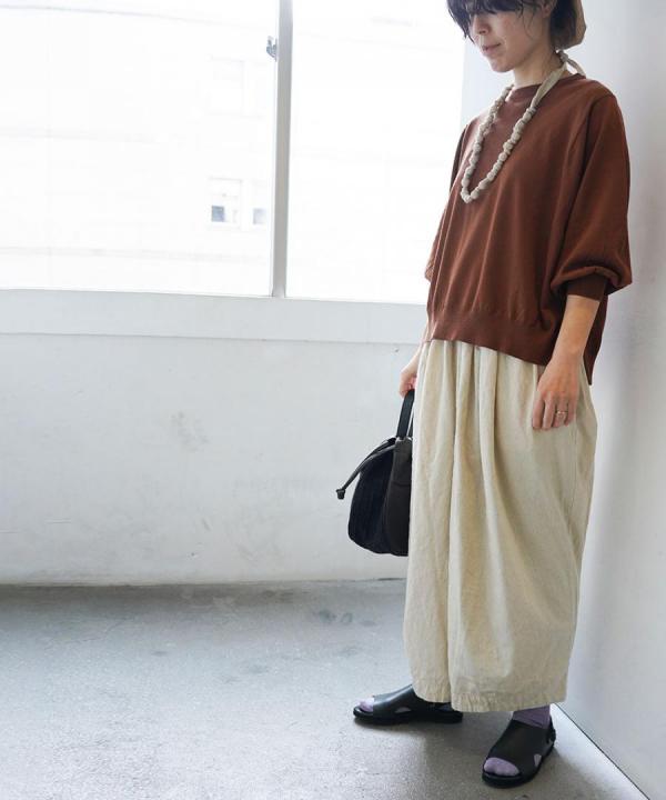 コットンリネンデニム　ワイドパンツ