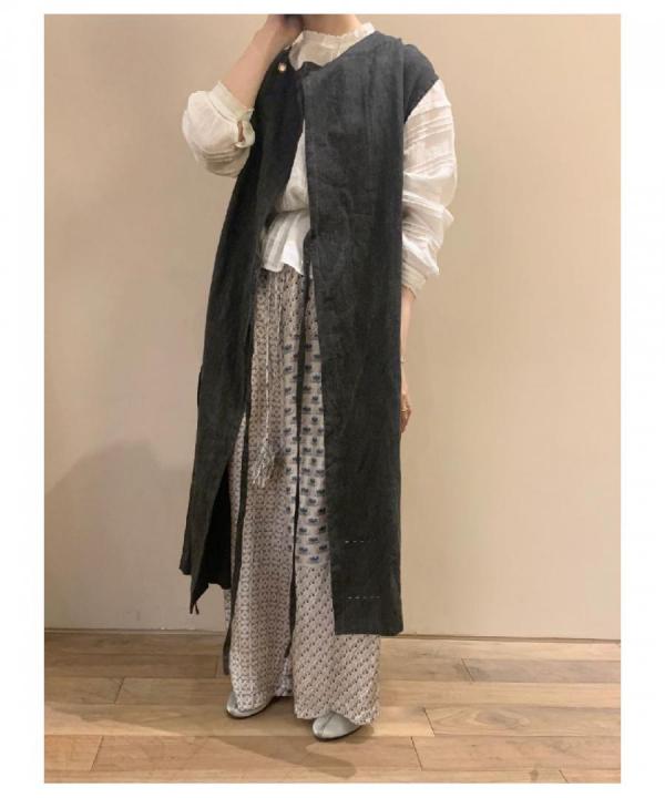 小夜更く sleeveless tabilier robe 墨