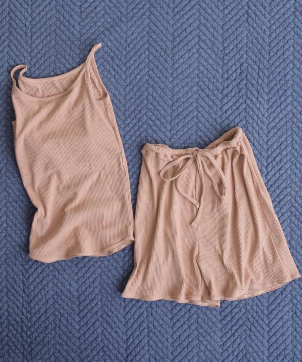 twist cotton rib strech　イージーショートパンツ
