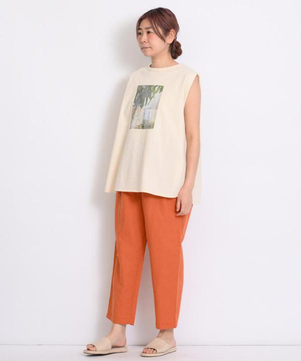 【ラストワン！】】organic cotton print プリントタンクトップ(ペイント)