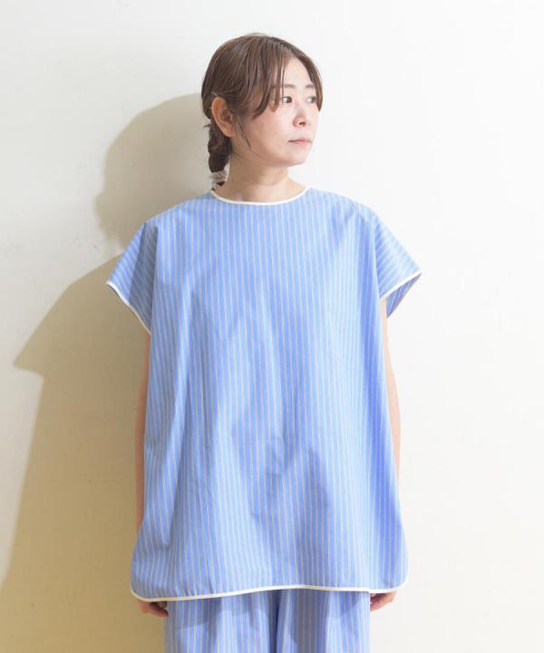 organic cotton sripe パイピングフレンチプルオーバー