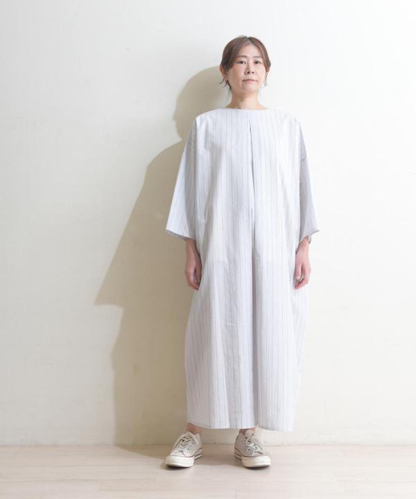 organic cotton sripe 2WAYワンピース