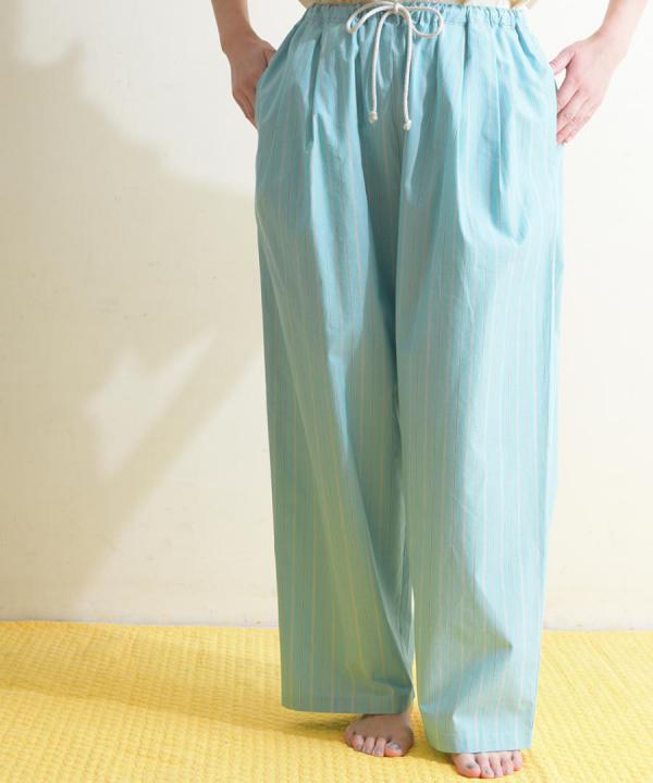 【ラストワン！】organic cotton sripe タックイージーパンツ