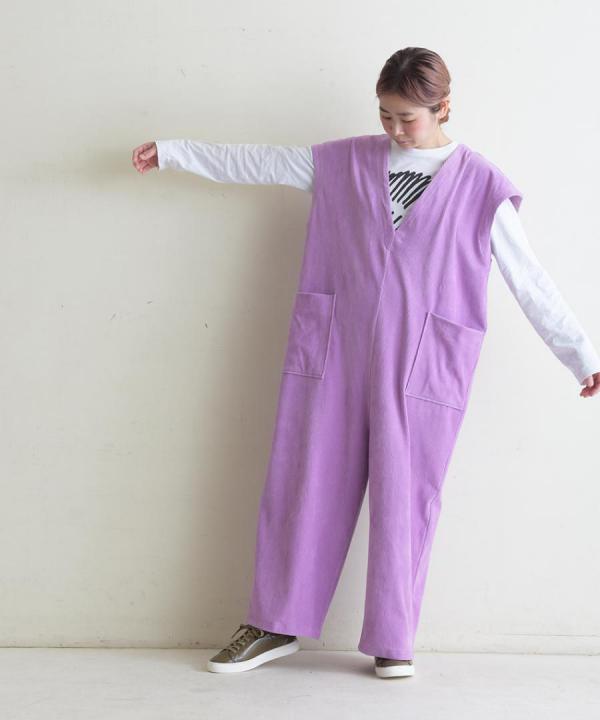 brushed easy corduroy　ワイドオールインワン