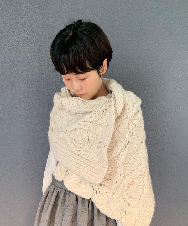 Hand Knitted Cable Shawl