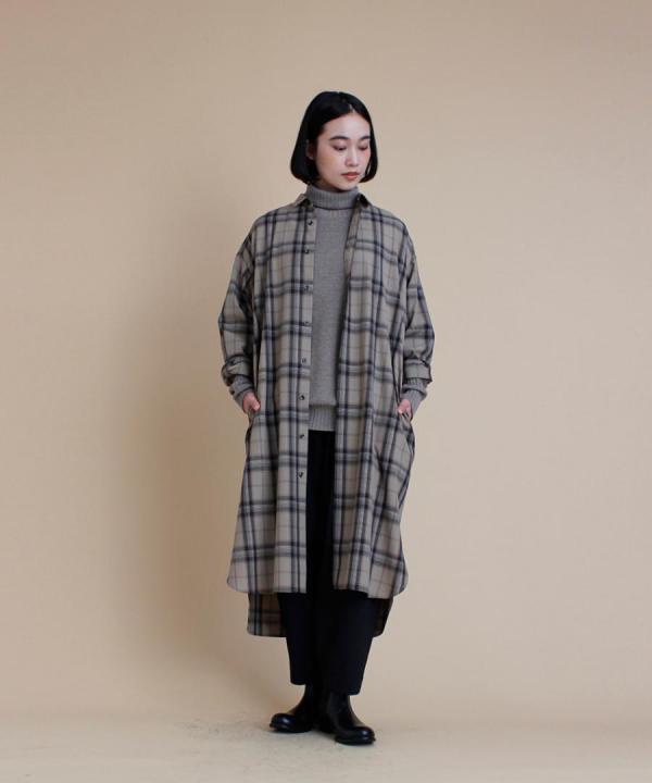 T/Wチェックロングシャツワンピース