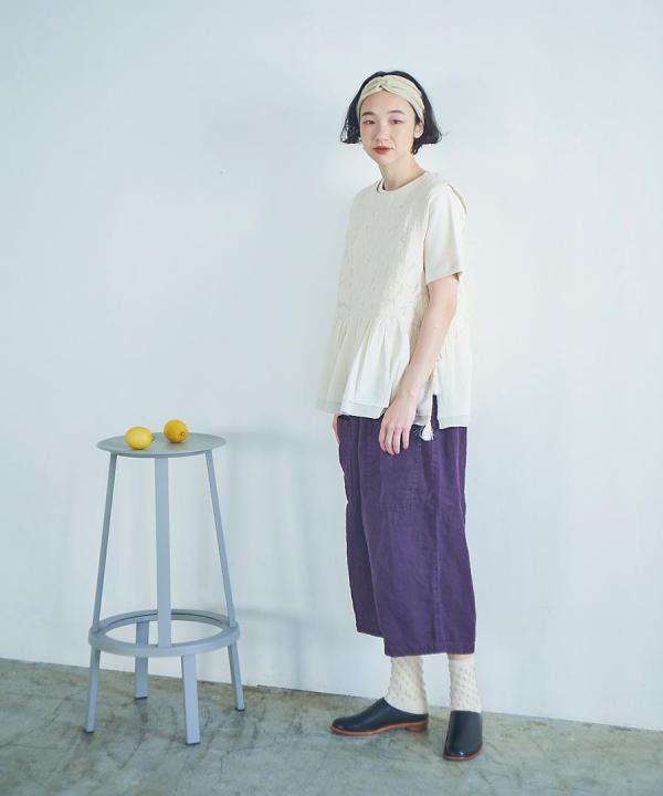 メッシュ×ボイル刺繍 サイドリボンベスト