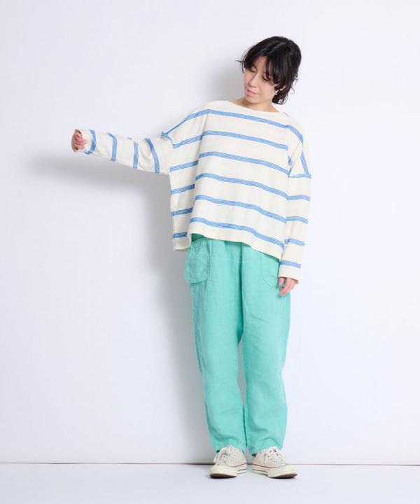 リップルボーダー ロングTシャツ