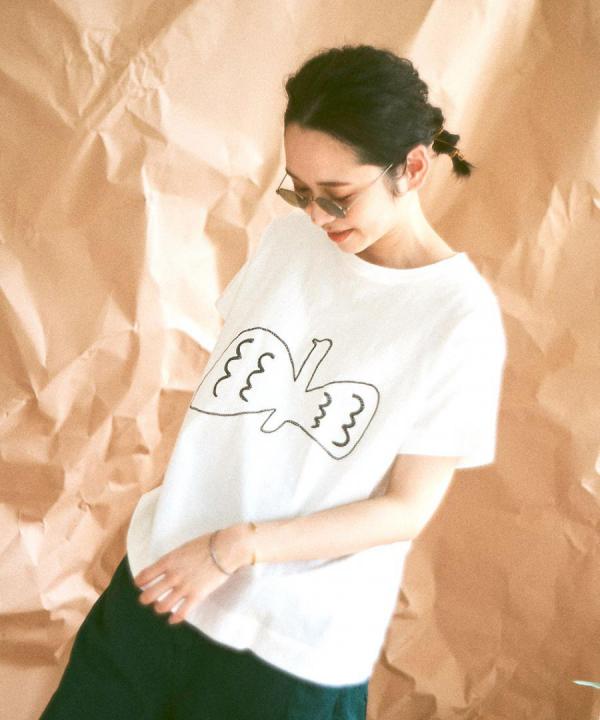 ハイゲージ天竺 バードプリントTシャツ
