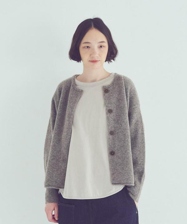 ウールヤクストレッチニット カーディガン
