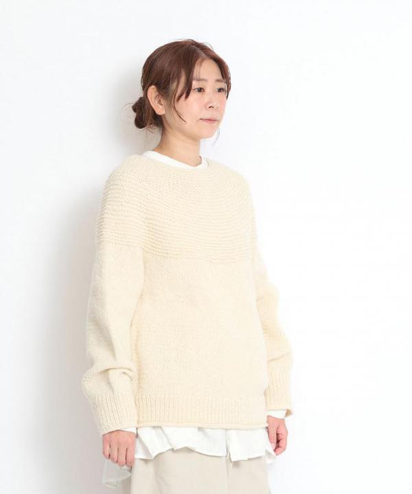 【ラストワン!】ロービングウールニット 求心プルオーバー