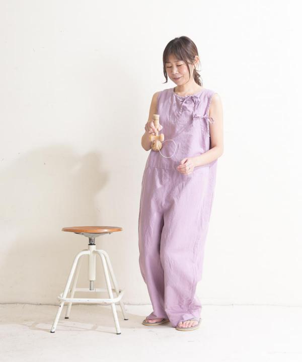 【PICK UP ITEM!】リネンコットン リボンオールインワン