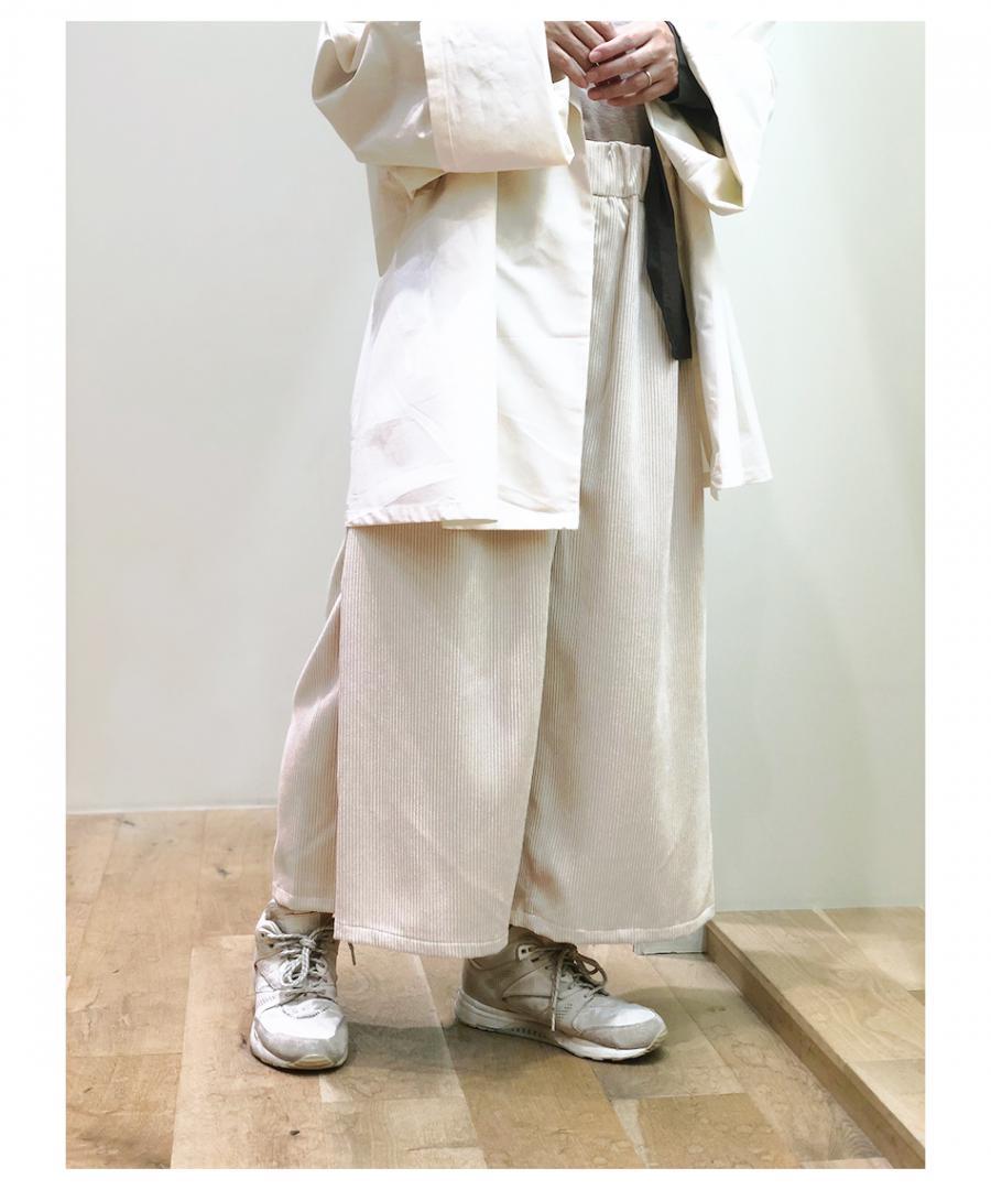 ポリエステルコーデュロイ ワイドパンツ