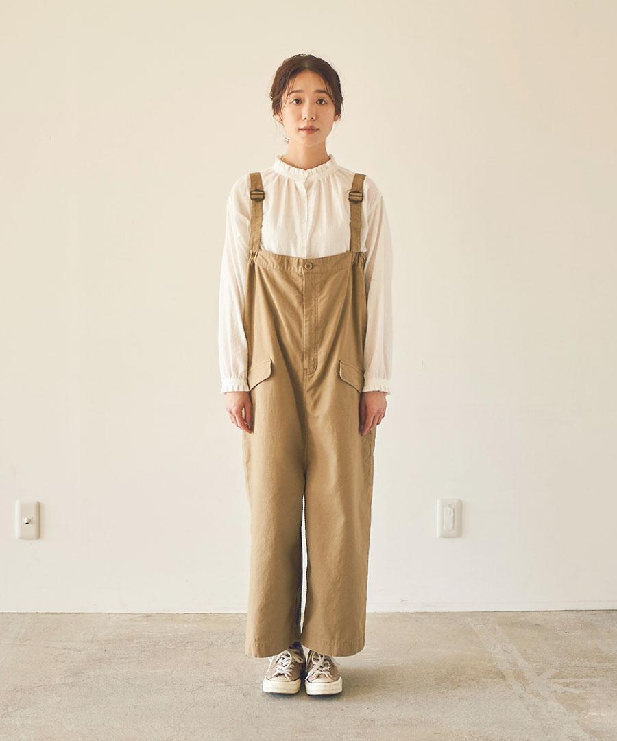 ふわふわコットン　タック衿シャツ
