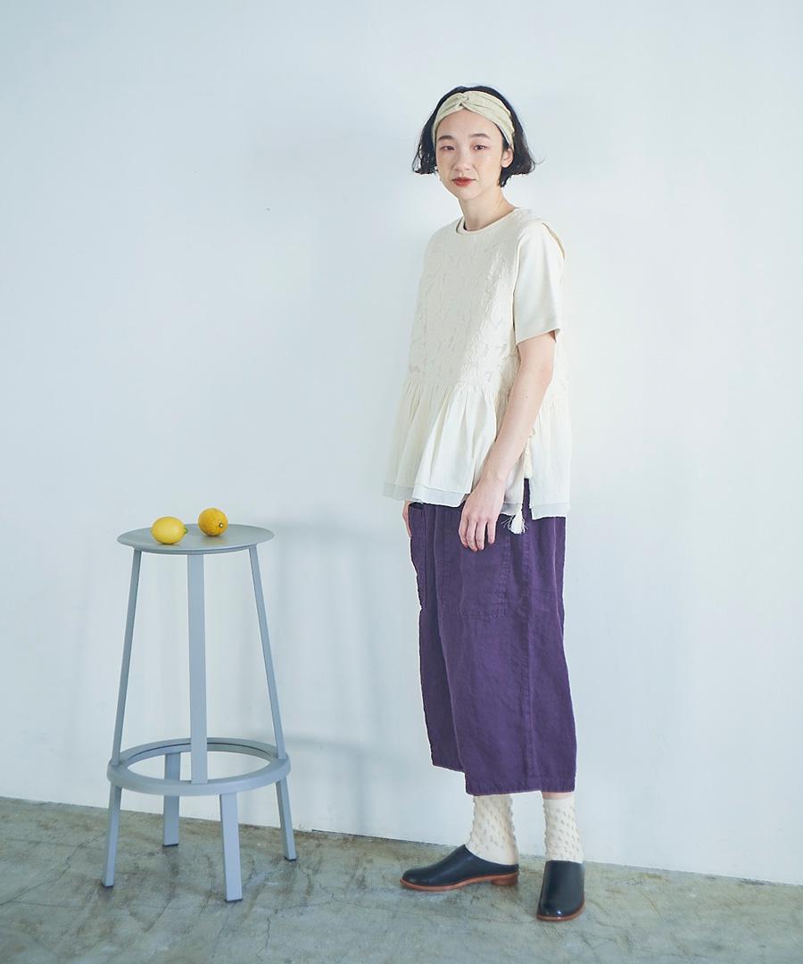 メッシュ×ボイル刺繍　サイドリボンベスト
