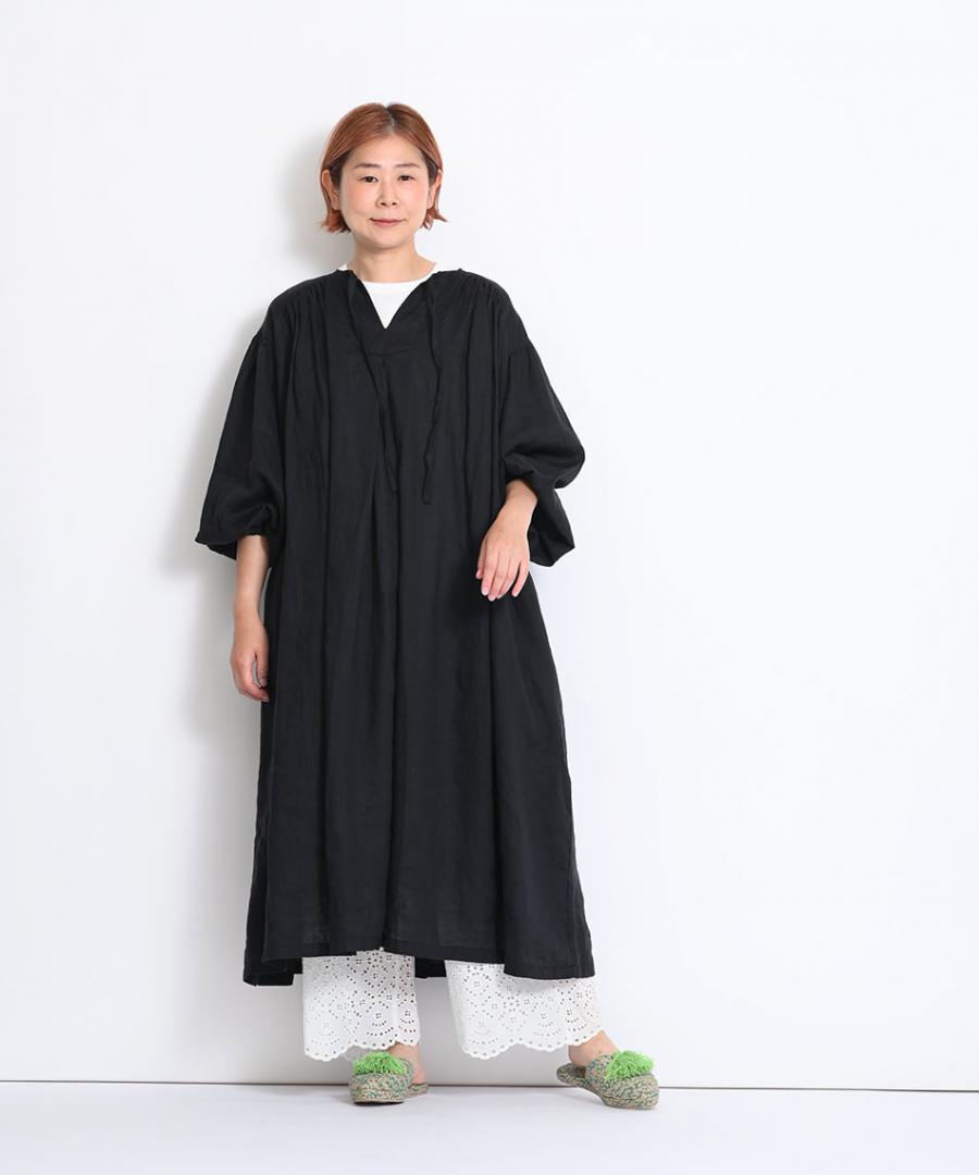 フレンチリネンキャンバス　カフタンワンピース