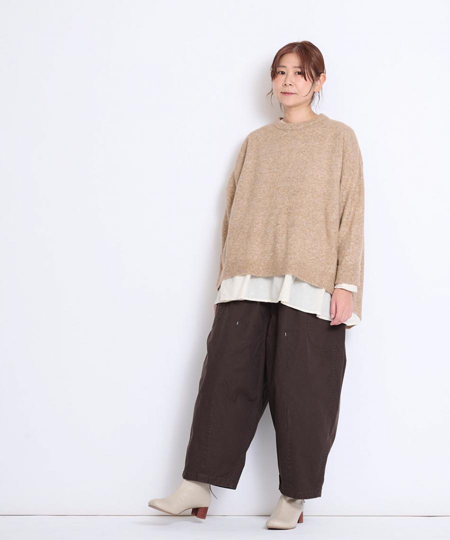 もっちりキャメルニット　プルオーバー