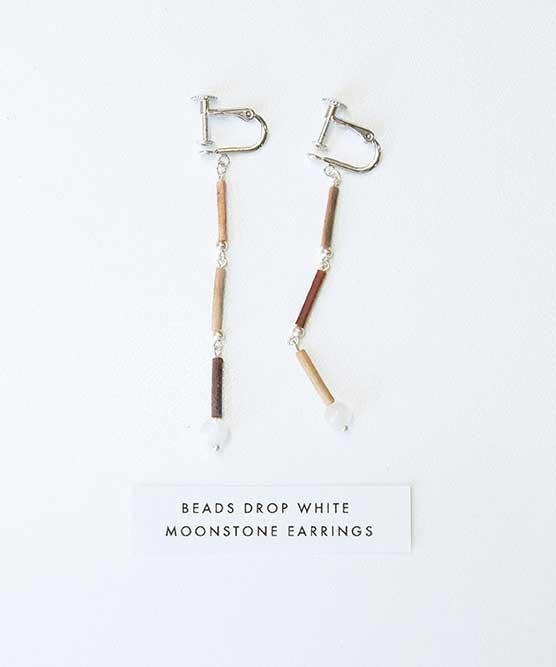 【ラストワン！】】BEADS DROP EARRINGS　ホワイトムーンストーン
