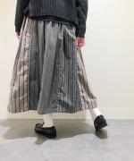 MIXストライプMIXギャザースカート製品染め