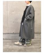 ウールフラノ ノーカラーコート