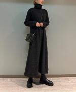 タートルネックロングワンピース
