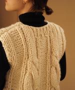 Braided cable vneck vest