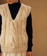 Braided cable vneck vest