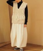 Braided cable vneck vest