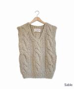 Braided cable vneck vest