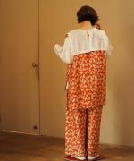 Embroidery tuck pants