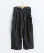 綿麻デニム　タックパンツ