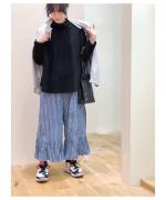 【ラストワン！】ダンガリーシワ加工　ティアードパンツ