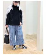 【ラストワン！】ダンガリーシワ加工　ティアードパンツ