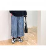 【ラストワン！】ダンガリーシワ加工　ティアードパンツ