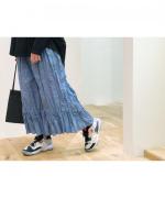 【ラストワン！】ダンガリーシワ加工　ティアードパンツ