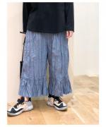 【ラストワン！】ダンガリーシワ加工　ティアードパンツ