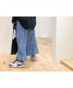【ラストワン！】ダンガリーシワ加工　ティアードパンツ