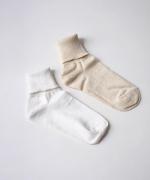 リネンショートソックス　はっかとう