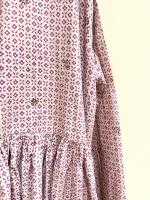 80'S VOILE SMALL FLOWER BLOCK PRINT RAJASTHAN TUCK GATHERED WRAP DRESS