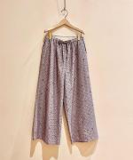 80'S VOILE SMALL FLOWER BLOCK PRINT EASY PANTS